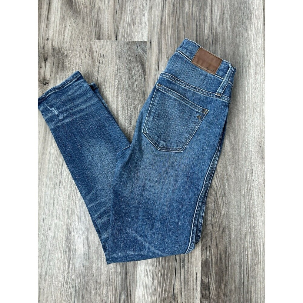 Madewell Button-Front Slim Straight Jeans Medium Wash Raw Hem Size 26 Minimalist